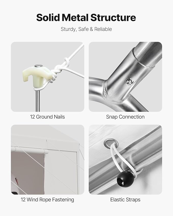 VEVOR Carport, 10 x 20 FT Outdoor Car Canopy, Potable Carport with Removable Sidewalls & Door, Heavy Duty Car Shelter, UV-Resistant & Water-Resistant, All-Season Protection for Automobile Boat White