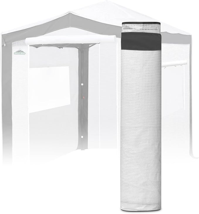 EAGLE PEAK Replacement Cover for 8x6 Pop up Greenhouse with Polyester Reinforced Corners, Front and Rear Roll-Up Zipper Entry Doors and 2 Roll-Up Side Windows (Frame Not Included), Gray/White