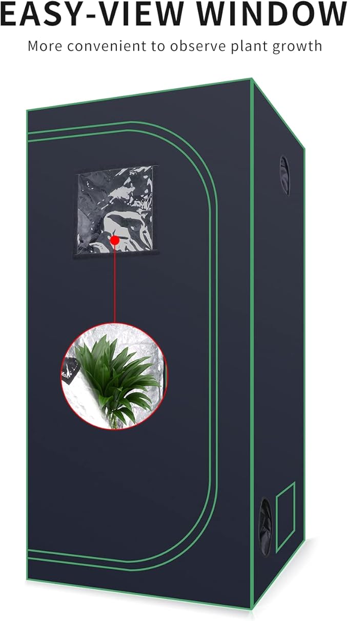 24''x24''x48'' Grow Tent Hydroponic Higher Density 600D Mylar Reflective Indoor Plant Greenhouse with Observation Window and Removable Floor Tray for Flora Vegetables Flower