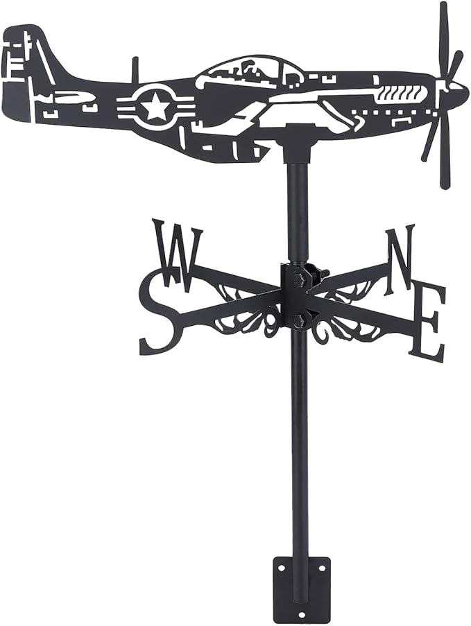 SUPERDANT Weathervane Fighter Ornament Wind Vane Weathercock Metal Weather Vane for Garden Decor Farmhouse Decorative Outdoor Garden Wind Measuring Tool