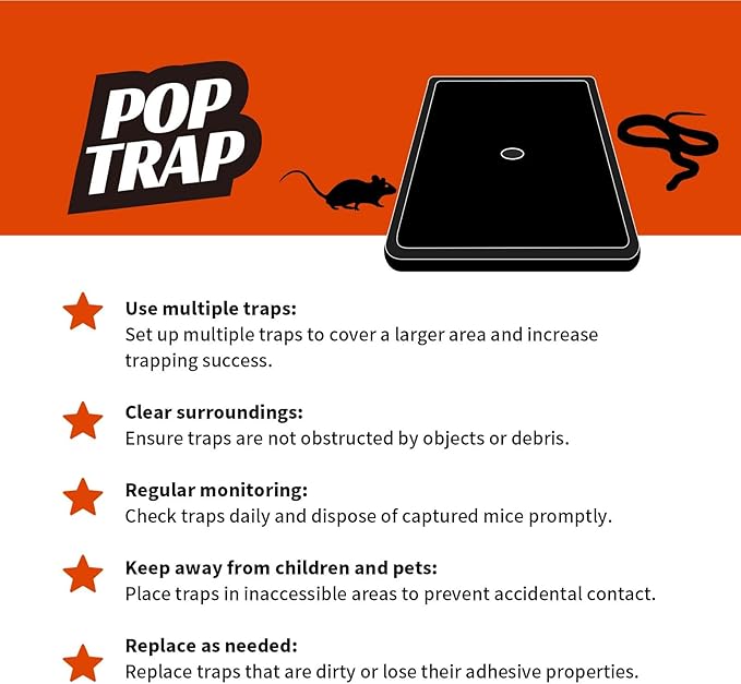 POPTRAP Rat Trap Heavy Duty & Large, Super Sticky Mouse Trap with Ultra-Strong Glue, Scent of Peanut Butter for Indoor & Outdoor, Non-Toxic (BigSize-24Pack)