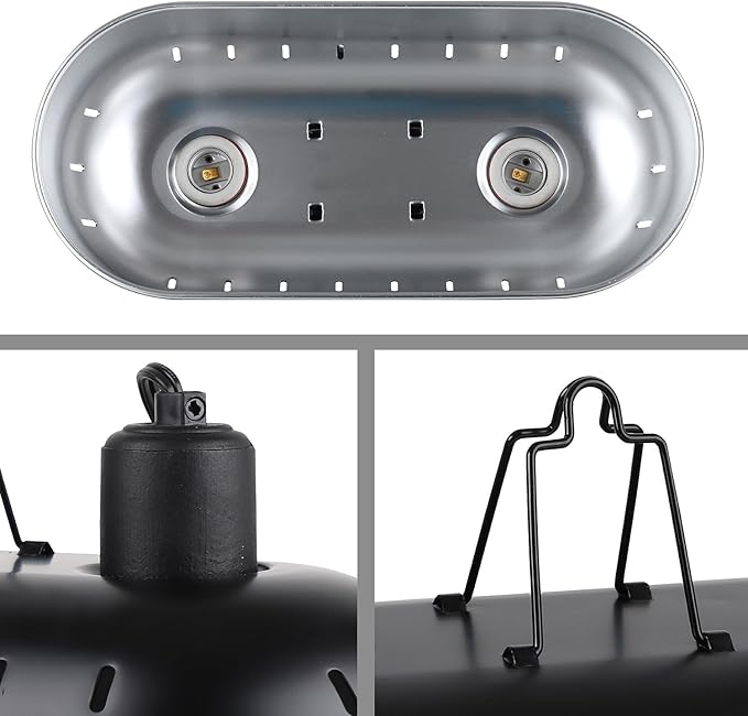 15 inch Dual Reptile Light Fixture, Max 150W Dual Reptile Heat Lamp Fixture with 100W UVA UVB Sun Light & Ceramic Heat Emitter,Double Dome Lamp for Terrarium and Tortoise Habitat