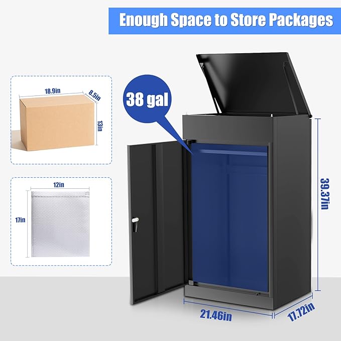 Package Delivery Boxes for Outside, Large Parcel Drop Boxes with Coded Lock, Waterproof Anti-Theft Mailbox with Floor Spikes, Heavy-Duty Steel Secure Package Delivery Box for Porch Yard Home Office