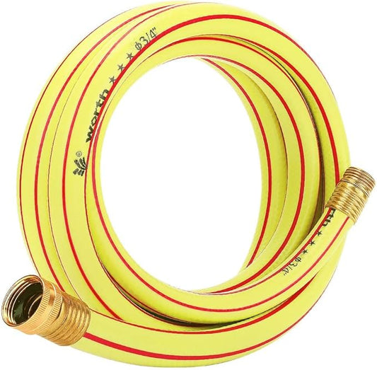 Solution4Patio Yellow Garden Hose 3/4 in. x 25 ft. -Heavy Duty Durable Flexible Lightweight Water Pipe-Brass Aluminum Ends for Household & Commercial Use -Kink Free, No Leaking, Male/Female Fittings