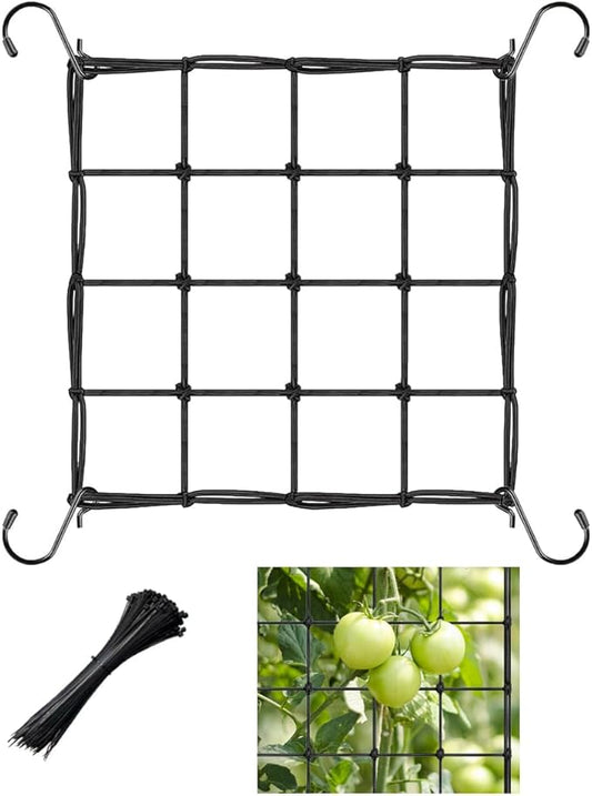 Elastic Trellis Netting, 2x2FT, Heavy-Duty, Black, Square, Polyester, Garden Netting, Climbing Plant Support Structure