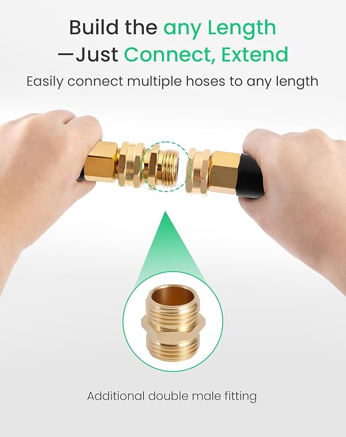 Cesun Short Garden Hose 5 ft, Small Metal Leader Hose, Drinking Water Hose, Flexible, Lightweight Stainless Steel Water Pipe for RV, Outdoor, Yard, 5ft x 5/8", Female to Female