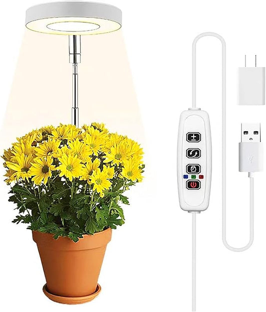 WaterRebirth 3.5 inch Grow Lights for Indoor Plants,Large Plant Light with 3 Timers, 10 Level Dimmable Brightness, Full Spectrum Plant Lamp, Height Adjustable for Tall Plants