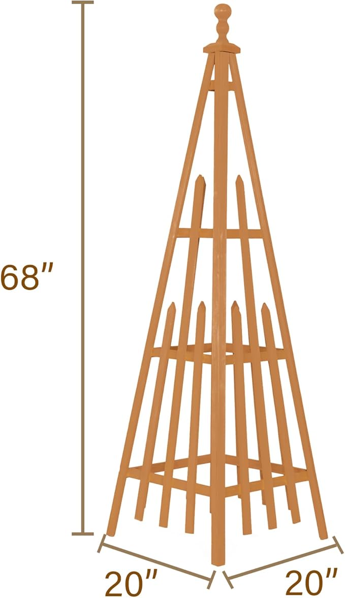 Wooden Obelisk Trellis The Ideal Support for Indoor and Outdoor Gardens, 68''H×20''W, Perfect for Tomatoes, Cucumbers, and Climbing Plants, Can Also be Used as a Background Decoration