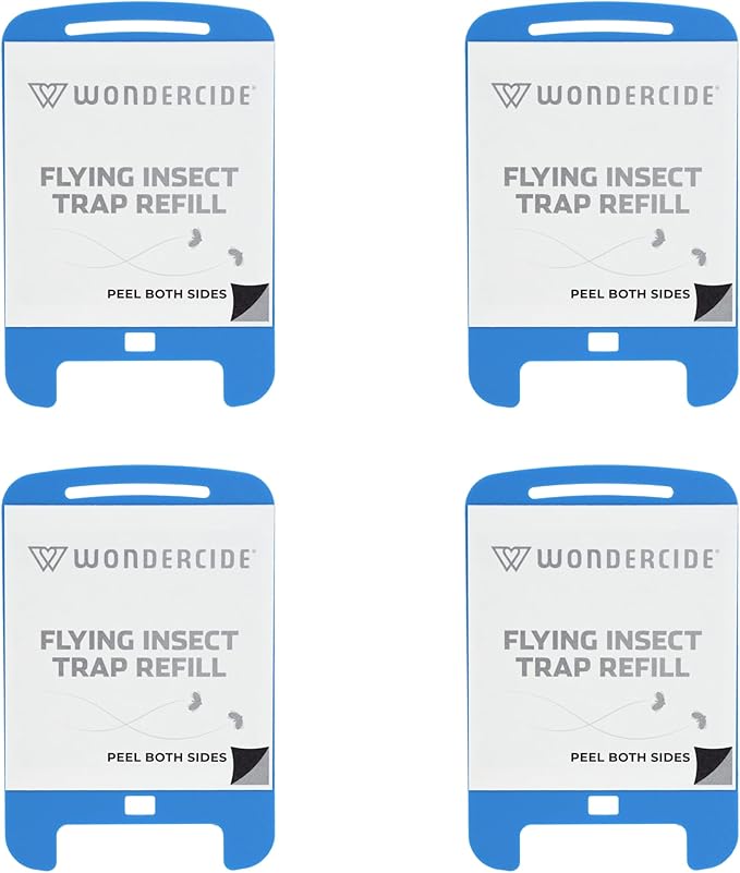 Wondercide - Flying Insect Fly Light Trap Cartridge Refills - No Device - Indoor Bug Catcher for House and Fruit Flies, Gnats, Moths, and Mosquitoes - 4 Pack