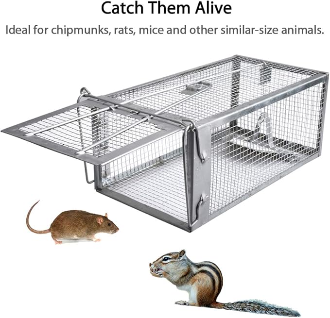 Gingbau Chipmunk Trap Humane Live Mouse Rat Cage Trap - Small