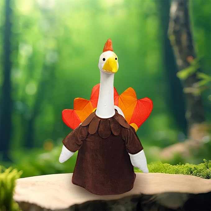 23 Inch Porch Goose Outfit, Seasonal Holiday Decor for Lawn Statues, Halloween Thanksgiving Christmas Goose Clothes Outdoor Costume for Plastic Garden Geese (Turkey Goose Outfits, One Size)