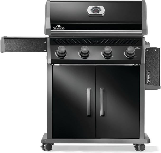 Napoleon Rogue 525 Natural Gas Grill, Black, Durable 4-Burner Cooking Surface