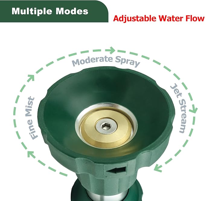 Garden Hose Nozzle Heavy Duty Metal Water Nozzle with Adjustable Watering Patterns High Pressure Hose Nozzle Sprayer, Pefect for Washing and Cleaning