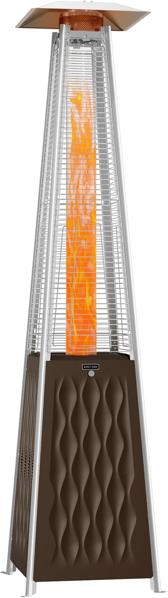 EAST OAK Pyramid Patio Heater, 48,000 BTU Outdoor Patio Heater, Quartz Glass Tube Propane Heater, Triple Protection System, With Wheels, Outdoor Heater for Commercial & Residential, Brown