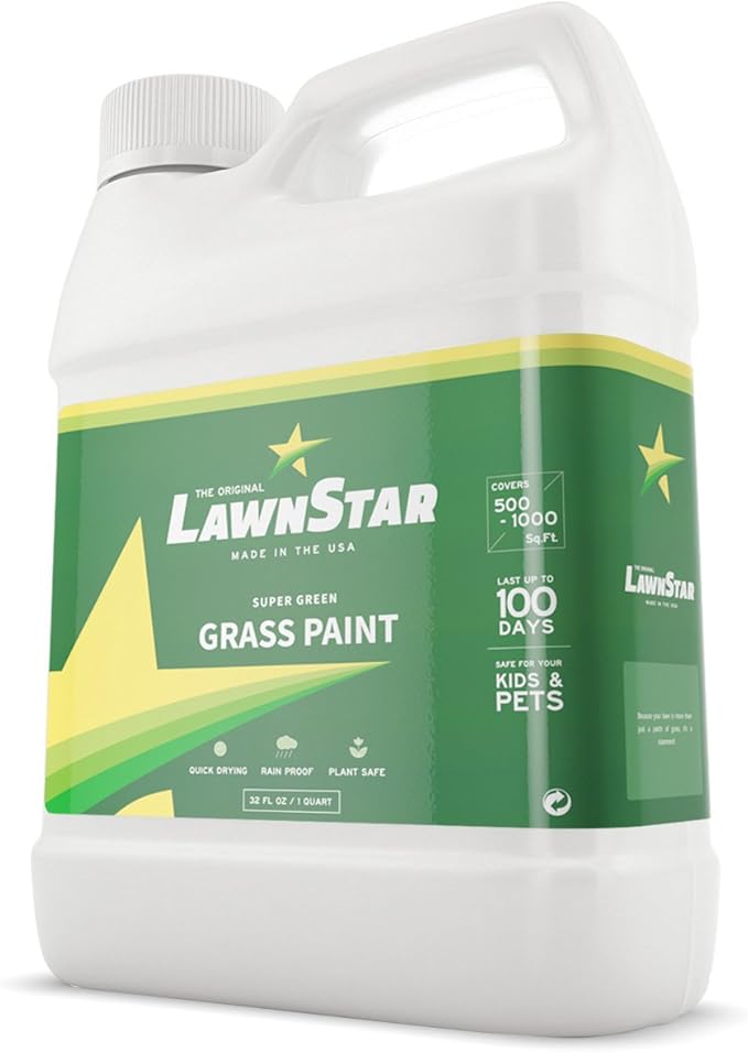 Grass Paint Concentrate (500-1,000 sq ft) - for Dormant, Patchy or Faded Lawn - Lush Green Turf Colorant (32 fl oz)
