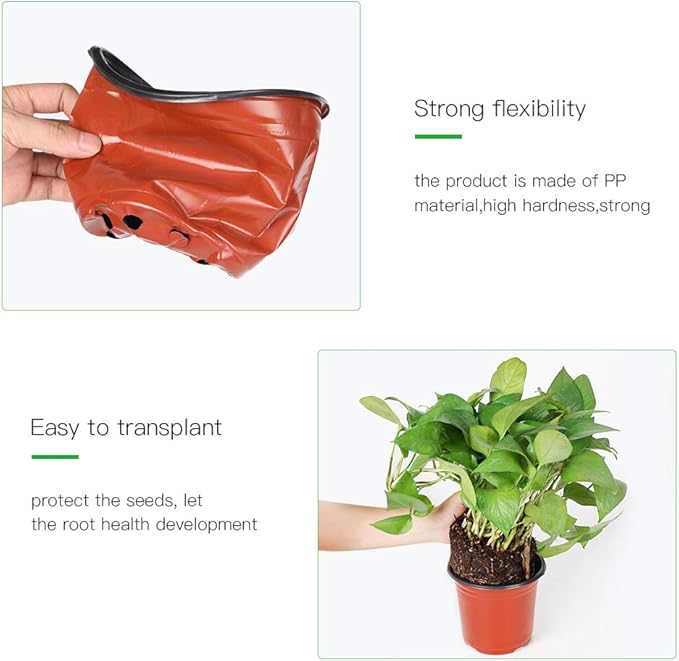 JERIA 200 Pack 6 Inch Plastic Nursery Pots Comewith Drainage Holes, Seedling Flower Plant Container and Seed Starting Pots with 200 Pcs Labels