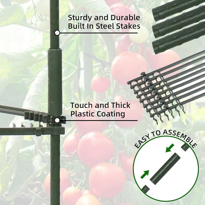 6 Package up to 48in Tomato cage Garden Grid Plant Support Posts with Adjustable Tomato cage Vegetable Grid (6pack)