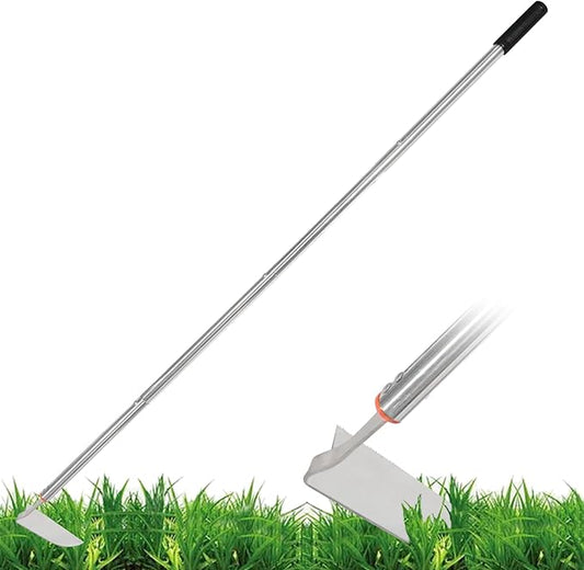 Japanese Weeding Sickle Hoe,57.8''Stainless Steel Standing Weeding Tool,Angular Weed Sickle Garden Tool with Long Handle Adjustable,Japanese Garden Tools for Weeding and Planting