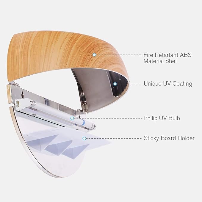 Faicuk WS108 Wall Sconce Fly Light Trap for Capturing Flies, Moths, Gnats, Mosquitos and Other Flying Insects - 13"x7.5"x5.5"(Wood Grain)