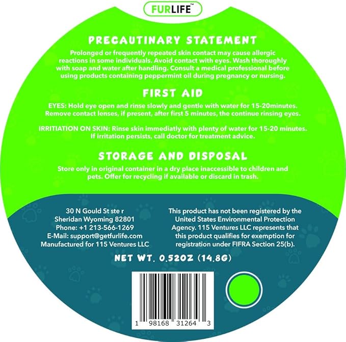 FurLife Green Dog Tag, Flea and Tick Prevention for Dogs - Waterproof Pendant for Collar, Safe for All Breeds