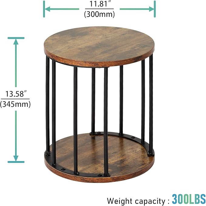 HDANI Wooden Stool Set of 2 for Kids, Adults - 300lbs Load Capacity Garden Round Wood Stool, Non-Slip Small Step for Plant Stand, Kitchen, Bathroom and Bedroom, Brown