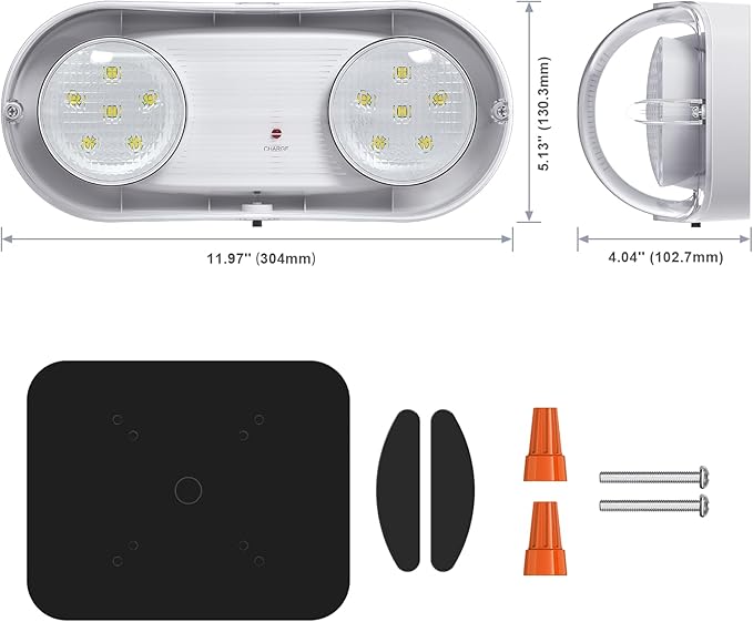 Outdoor Emergency Light with Battery Backup, Exterior Emergency Exit Lights Hardwired, Wet Location LED Egress Lights, Waterproof Commercial Emergency Lighting Fixture, 120-347V, UL Listed(4 Pack)