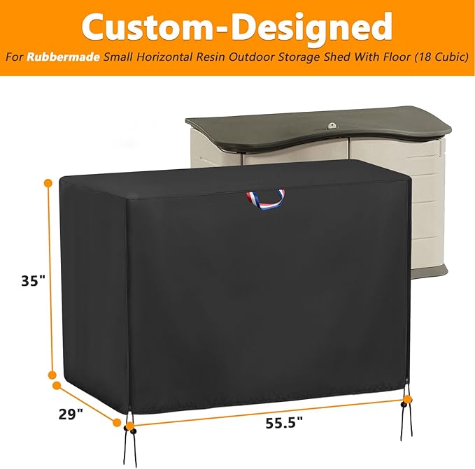 Outdoor Storage Shed Cover for RubberMaid, Waterproof Rubber Made Outdoor Storage Deck Box Cover 4.5Ft ,Heavy Duty Patio Cabinet Covers for Lawn Furniture, 55.5"W x 29"D x 35"H