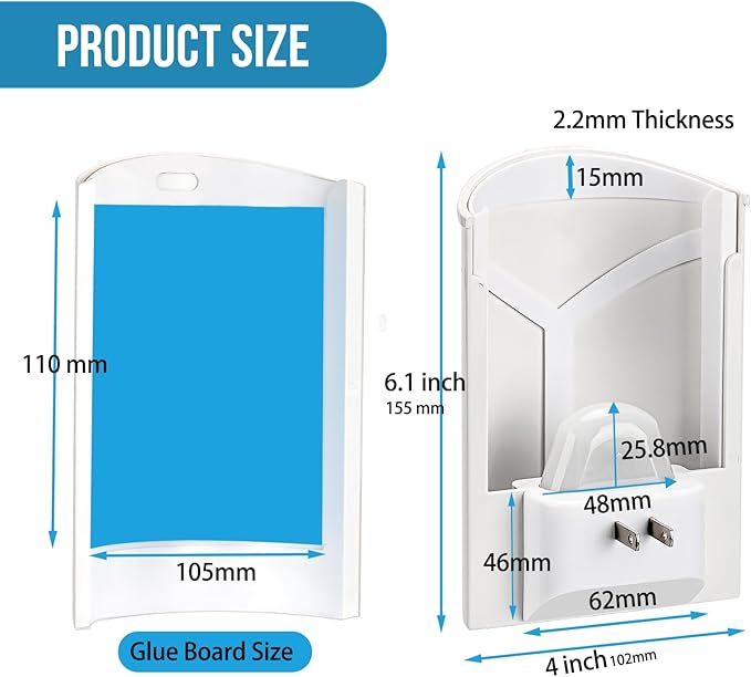Flying Insect Trap Indoor, Plug-in Fruit Fly Trap for Indoor, Mosquito Killer Gnat Moth Fly Catcher with Night UV Light, Mosquito Attractant Bug Zapper for Home, Office (1 x Device & 4 x Refills)