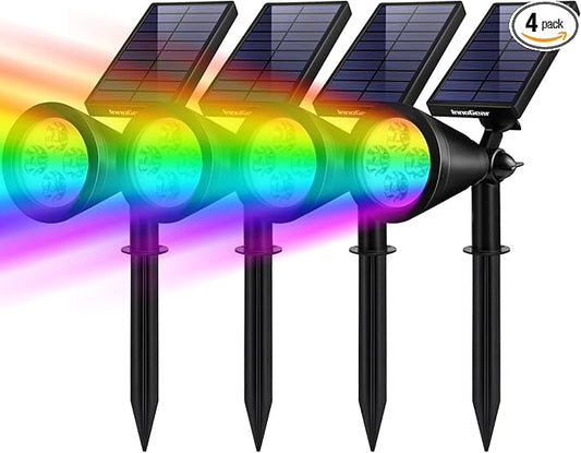 InnoGear Solar Lights Outdoor Waterproof Solar Garden Light for Outside Yard Landscape Lighting Pathway Spot Lights Spotlight Wall Light Auto On/Off, Pack of 4 (Multicolor)