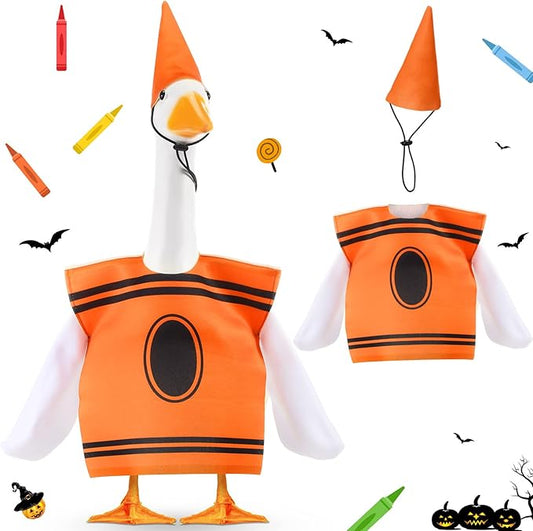 Geyoga Halloween Goose Crayon Costume Porch Goose Outfits 23" Fall Geese Clothes Classroom Lawn School Garden Patio Yard Outdoor Decorations(Orange,Crayon)
