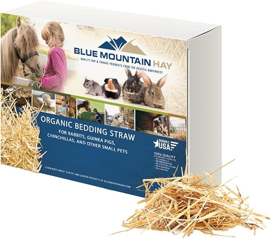 Blue Mountain Hay | Organic Bedding Straw (3 lb) | Natural Pet Bedding & Insulation for Rabbits, Guinea Pigs, Goats, Chickens, Stray & Feral Cats, and Small Animal Shelters