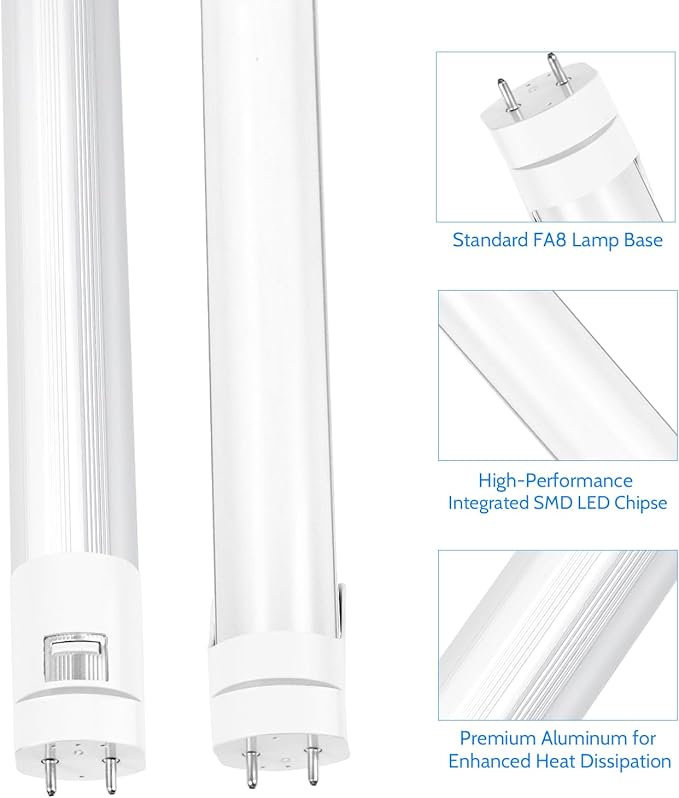 LightingWill LED T8 Light Tube 4FT, Natural White 4000K, Dual-End Powered Ballast Bypass, 2000Lumen 18W (40W Equivalent Fluorescent Bulb Replacement), Clear Cover, AC85-265V Lighting Fixture, 4 Pack…
