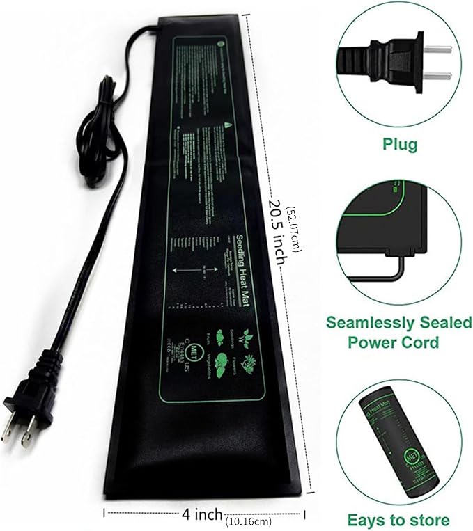 Waterproof Plant Heat Mat for Indoor and Hydroponic Growth 10x20in Easy Temperature Warmth Heating Mat