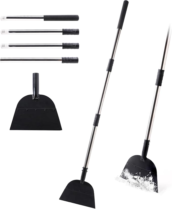 Yocada Snow Shovel ice Scraper Tool 66.3 inch Tall Long Handle Heavy Duty Snow Ice Remover Scraper Weed Removal Tool for Driveway Walkway Road Outdoor Garden Lawn