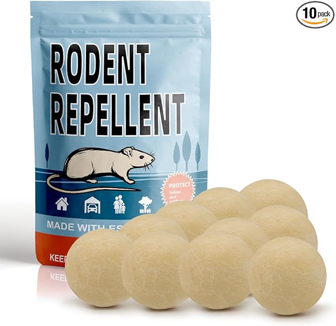 Rodent Repellent, Mouse Repellent, Mice Repellent Indoor, Rat Repellent, Mouse Deterrent for Car, Peppermint Balls for Mice, Keep Mice Out of Garage, Moth Balls for Outdoor Use-10Pcs