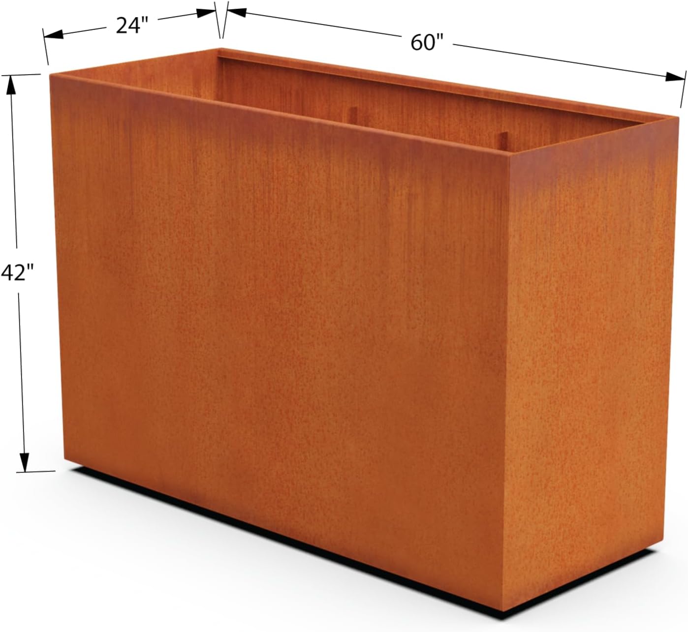 Extra Large Corten Steel Planter, 60x24x42 Inch | Large Rectangular Planters for Outdoor Plants & Privacy Screens | Heavy Duty Metal Planter Box, Made in USA