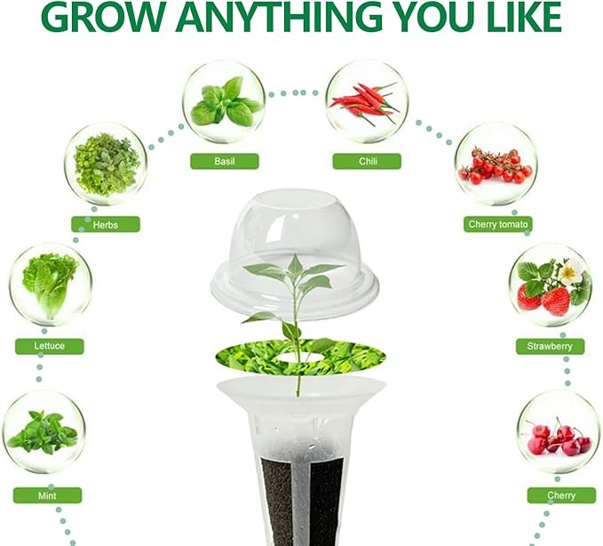 107 Pcs Seed Pod Kit for Hydroponics System, Garden Starter Accessories with 32 Grow Sponges, 12 Plant Baskets & Domes, 50 Pod Labels, and 1 Tweezer