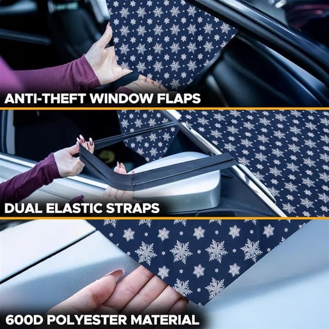 EcoNour Car Windshield Cover for Ice and Snow | Windshield Cover |600D Polyester Car Cover for Snow|Water, Heat & Sag-Proof Car Windshield Snow Cover|Winter Windshield Covers|Medium 69"x42"