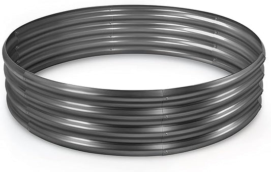 Land Guard Galvanized Raised Garden Bed, Planter Raised Garden Beds Outdoor, Round Clearance Raised Garden Beds for Gardening Vegetables 4x4x1ft (Gray)……