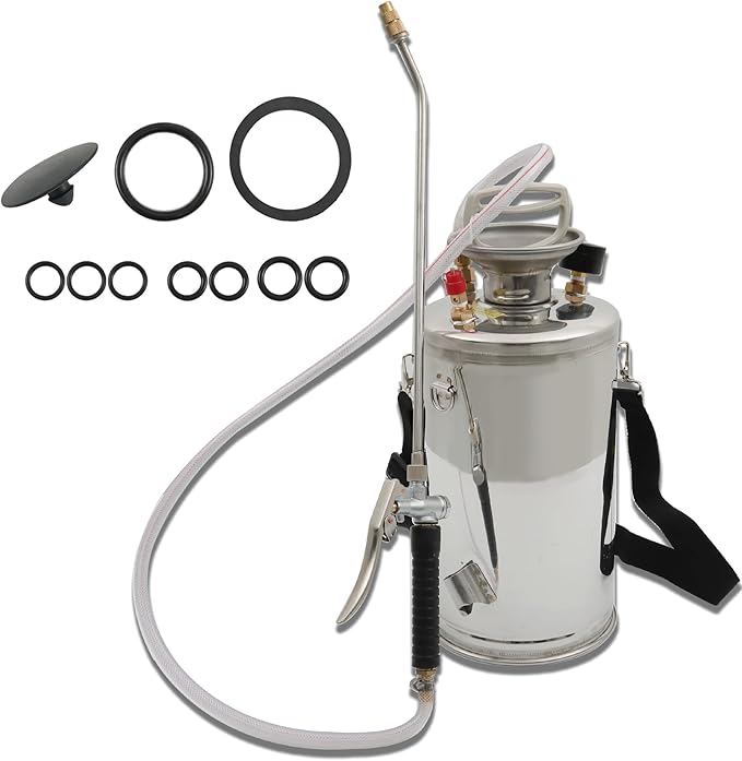 1.5 Gallon Stainless Steel Sprayer Hand Pump Sprayer with Pressure Gauge Safety Valve Adjustable Nozzle for Gardening Lawn and Cleaning