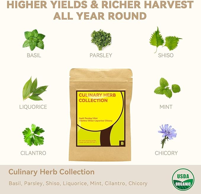 inbloom Culinary Herbs Seed Pod Kit for Hydroponics Growing System, 18 Pods (350+ Seeds with Basil, Parsley, Shis0, Liquorice, Mint, Cilantro, and Chic0ry)