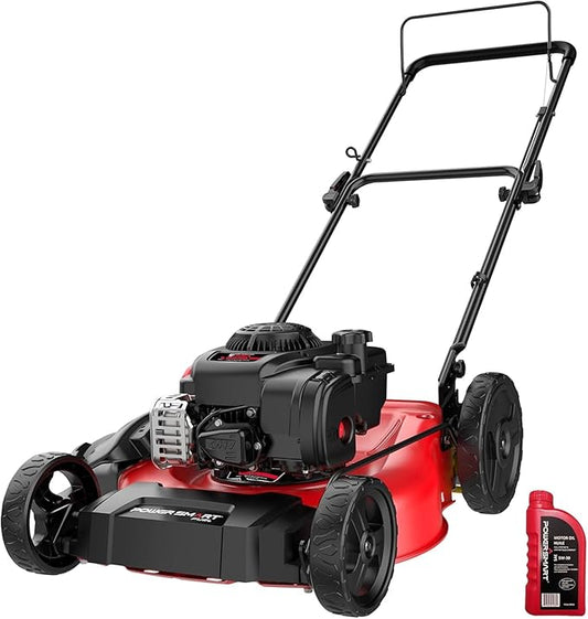 PowerSmart 21" Push Lawn Mower with B&S 125cc Engine, 2-in-1 Mulching and Side Discharge, Easy Assembly & Lightweight, Cordless Push Lawn Mowers for Garden Yard
