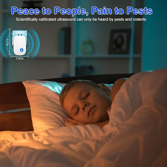 Upgraded Ultrasonic Repellent 12 Pack, Indoor Ultrasonic and Repellent for Roach, Rodent, Mouse, Bugs, Ant, Mosquito, Mice, Spider, Electronic Plug in Pest Control (12)