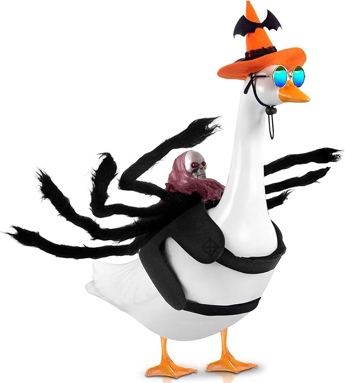 Goose Outfits Halloween Costume for Cement Plastic Duck,Porch Goose Clothes,Halloween Party Decorations Indoor Outdoor Home Yard Door Décor