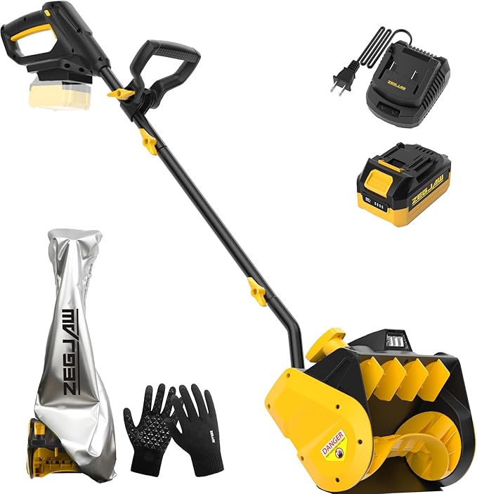 12-Inch Cordless Snow Shovel, 20V Snow Blower With LED Light,Electric Snow Thrower with Directional Plate&Adjustable Handle, 21ft Throwing Distance,12"x6" Clearing Path (4.0Ah Battery included)