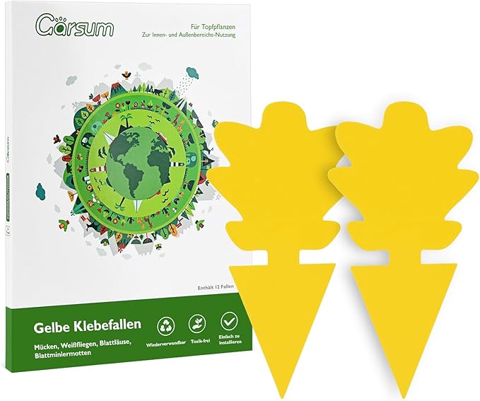 Garsum Fruit Fly Trap 18 Pcs Yellow Sticky Fungus Gnat Killer for Indoor and Outdoor Plant Insect Catcher for White Flies,Mosquitos,Fungus Gnats,Flying Insects