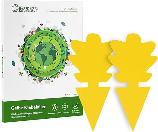 Garsum Fruit Fly Trap 18 Pcs Yellow Sticky Fungus Gnat Killer for Indoor and Outdoor Plant Insect Catcher for White Flies,Mosquitos,Fungus Gnats,Flying Insects