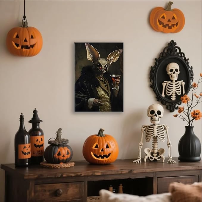 Gothic Bats Decor Wall Art Halloween Decorations Vintage Decor for Dark Academia Aesthetic Room and Gothic Home Decor