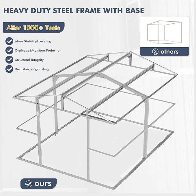 Restland 10x12 FT Metal Storage Shed Reinforced Frame Outdoor Shed with Clear Roof, Air Vent & Lockable Door Large Garden Tool Storage Sheds for Backyard, Garden, Lawn