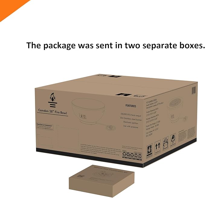 28-Inch Propane Fire Pit with Natural Gas Conversion Kit, 50,000 BTU Round Gas Fire Pit Table, Outdoor Fire Bowl Firepit with Lid, Lava Rocks, Cover, Pre-Attached 10FT Propane Hose, Gray